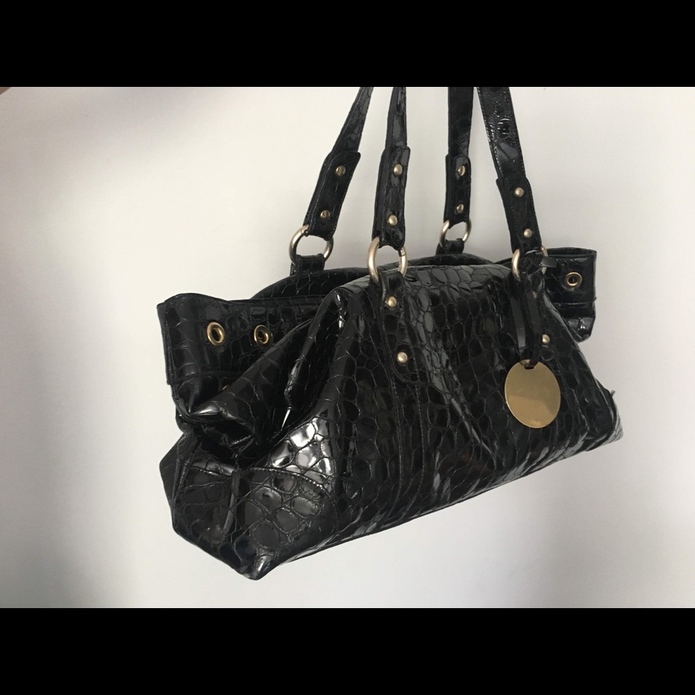 Vintage Emporio Armani Embossed Patent Leather Tote Bag